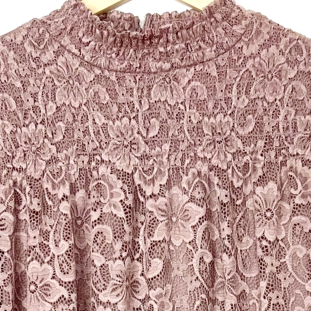 NEW Cable & Gauge Long Sleeve Lace Top LG Pink/Mauve NWT - Picture 7 of 11